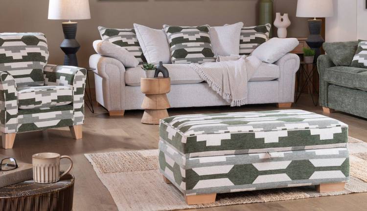 Alstons Alpine Legged Ottoman in fabric 3150
