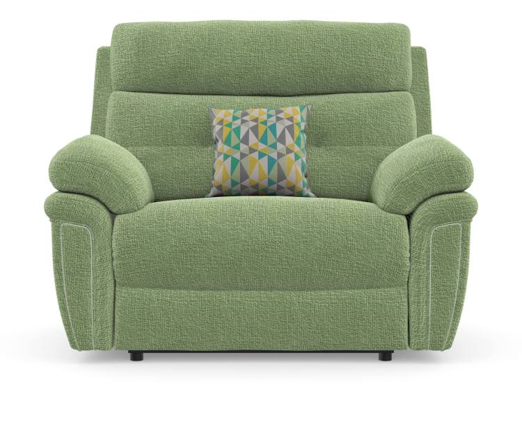 Baxter Love seat Snuggler shown in fabric Chunki Sage 