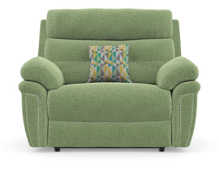 Baxter Love seat Snuggler shown in fabric Chunki Sage 