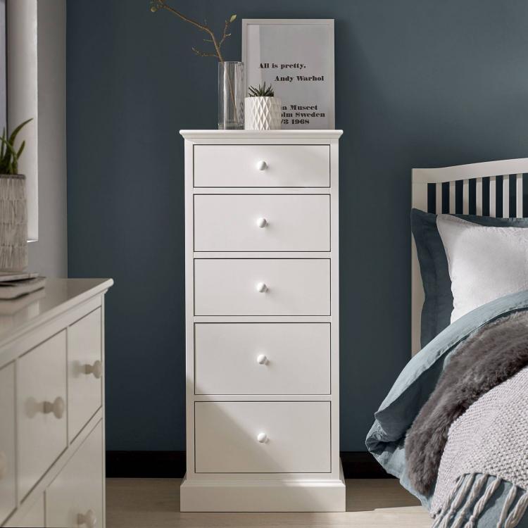 Bentley Designs - Ashby White 5 Drawer Tall Chest