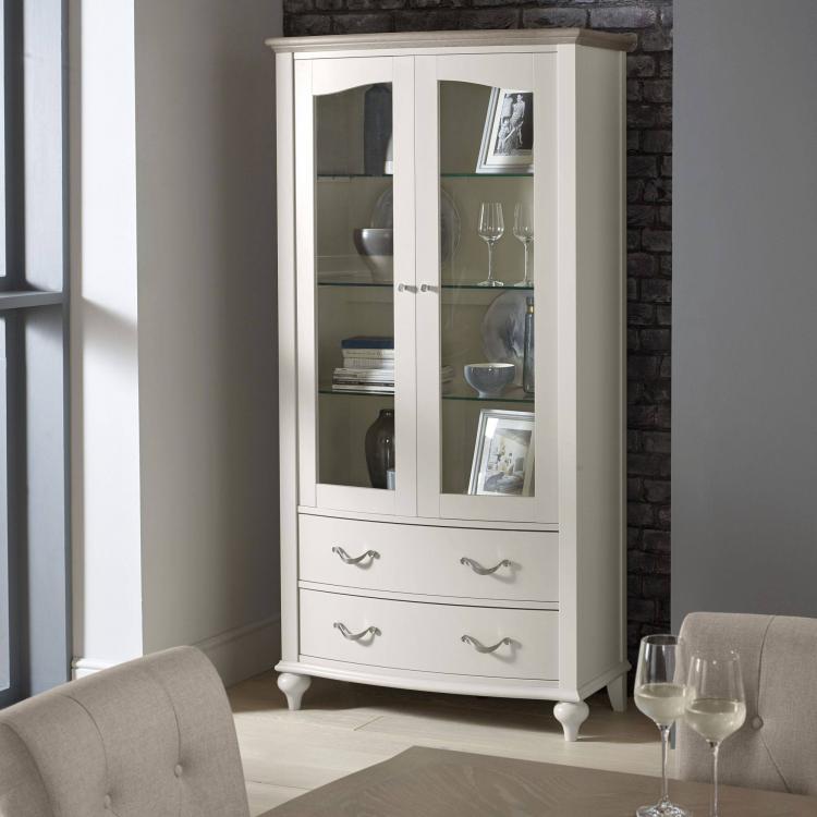 Bentley Designs Montreux Grey Washed Oak & Soft Grey Wide Display Cabinet