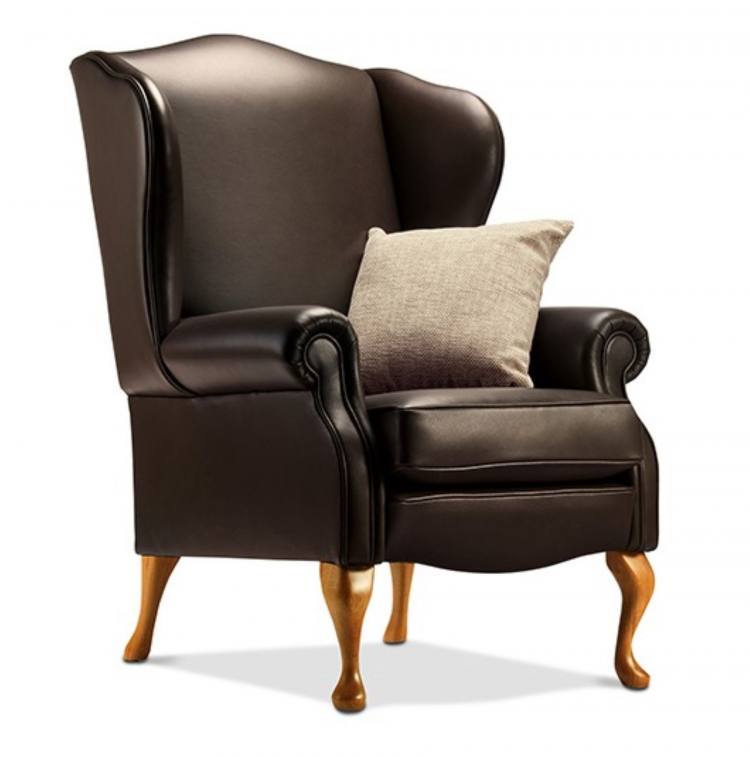 Kensington chair in leather with light Queen Anne style legs 