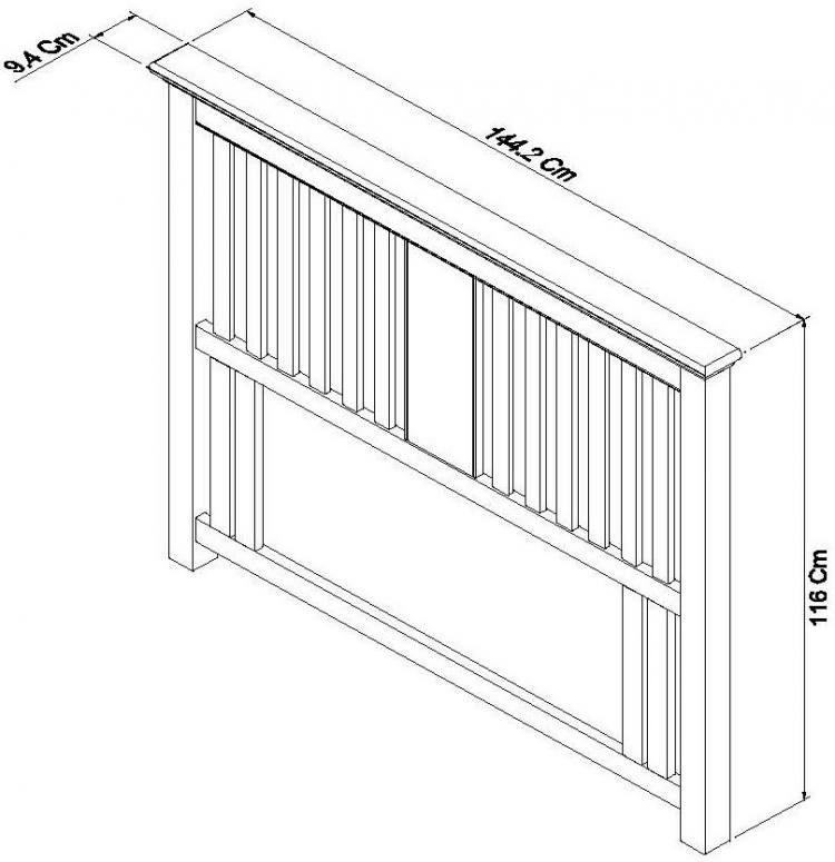 The measurements for the Bentley Designs Hampstead Soft Grey & Pale Oak Slatted Headboard in Double 135cm