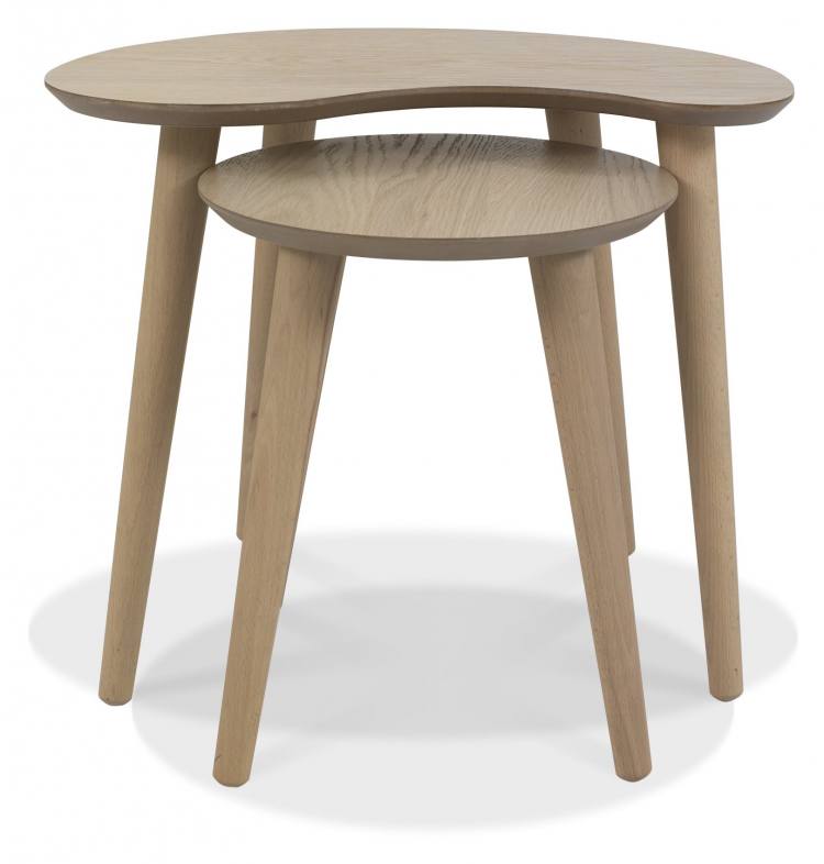 Bentley Designs Dansk Scandi Oak Nest of  Lamp Tables 