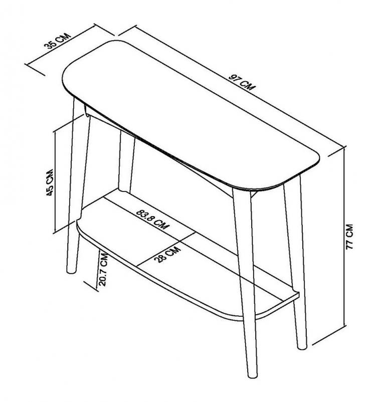 Bentley Designs Dansk Scandi Oak Console with Shelf Measurements