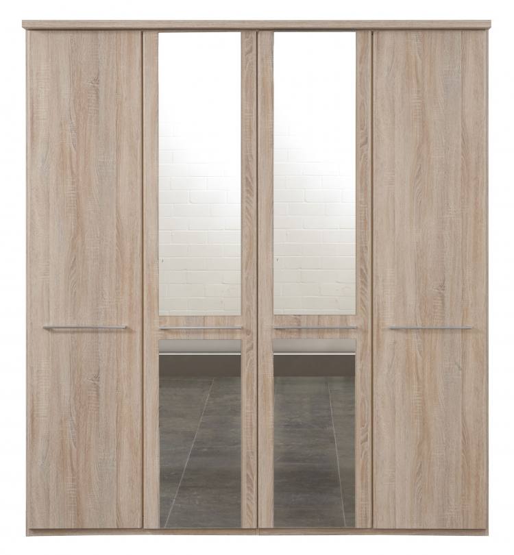 Pictured in Light Rustic Oak with 2 Mirrored doors and Chrome handles