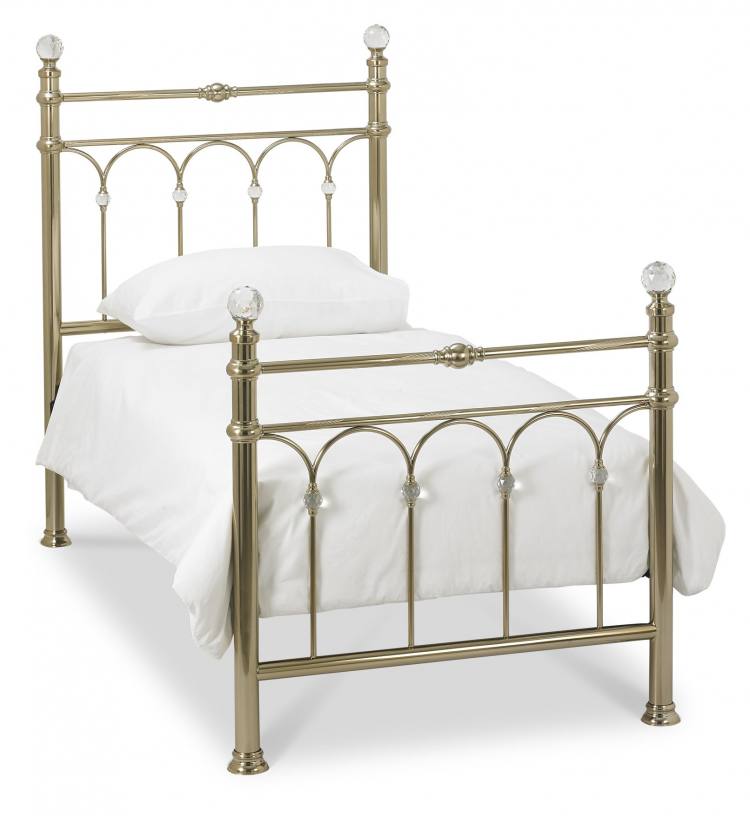 Bentley Designs Krystal (90cm) Single 3' Metal Bedstead - Champagne Brass