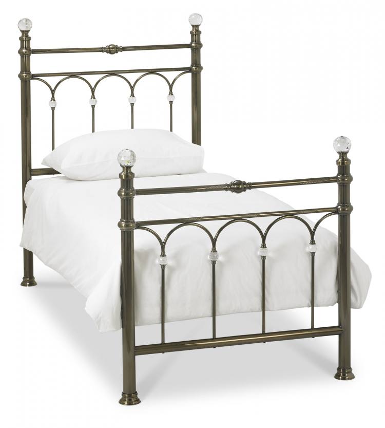 Bentley Designs Krystal (90cm) Single 3' Metal Bedstead - Antique Brass