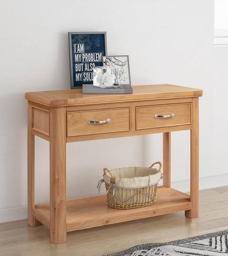 Bakewell Oak Console Table with 2 Drawers