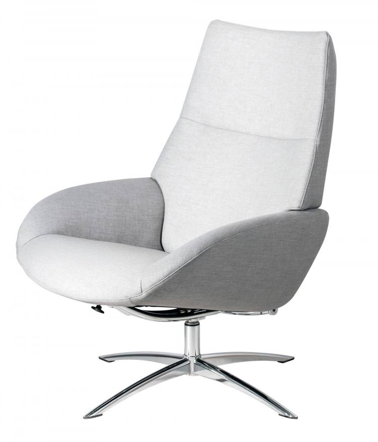 Kebe Lotus Swivel Chair in Lido Light Grey Front Side View