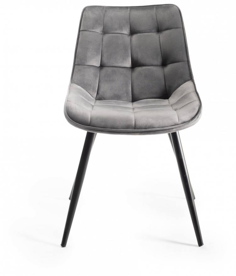The Bentley Designs Seurat Grey Velvet Fabric Chair with Sand Black Powder Coated Legs