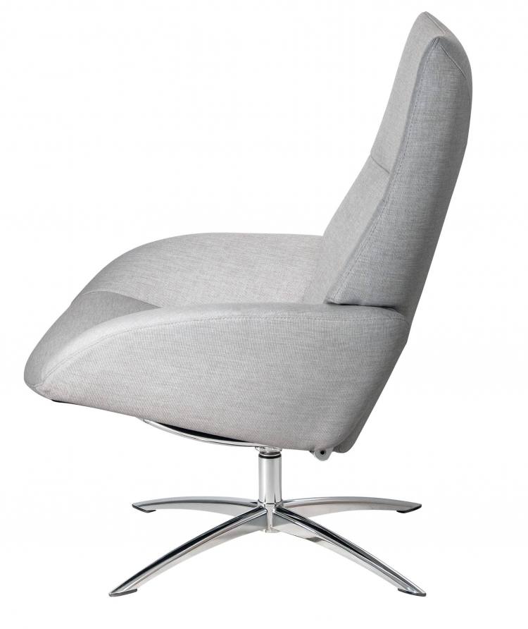 Kebe Lotus Swivel Chair in Lido Light Grey Side View 