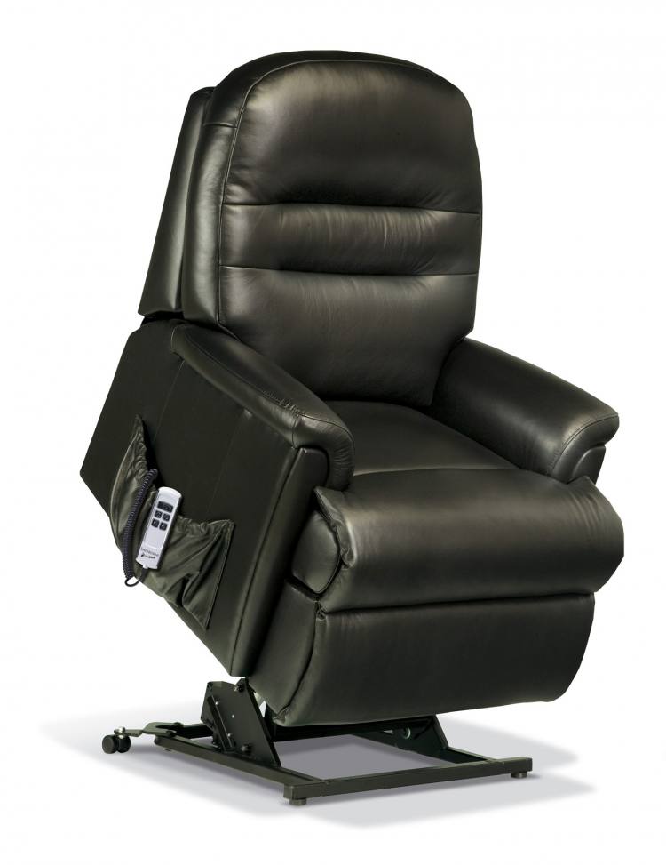 Sherborne Beaumont leather Riser Recliner chair in partly raised position 