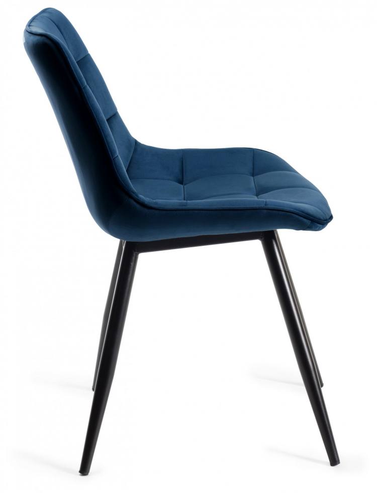 Side View of the Bentley Designs Seurat Blue Velbvet Fabric Chair 