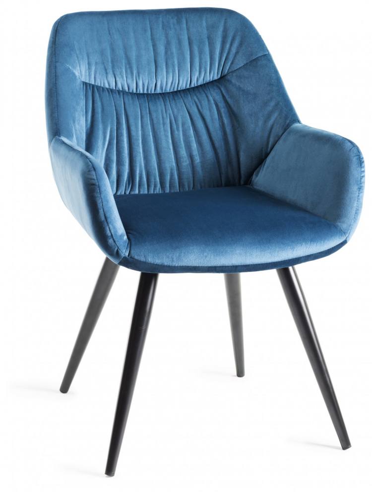 The Bentley Designs Dali  Petrol Blue Velvet Fabric Chairs with Sand Black Powder Coated Legs