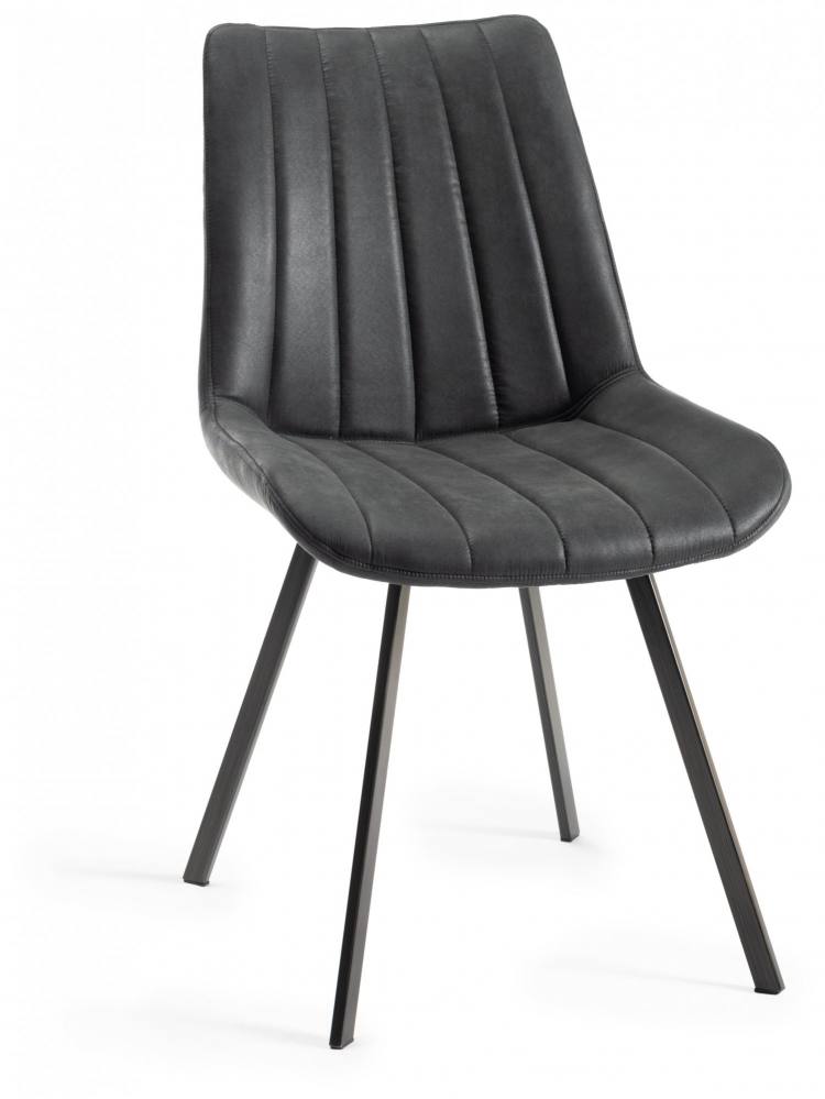 The Bentley Designs Fontana Dark Grey Faux Suede Fabric Chair 